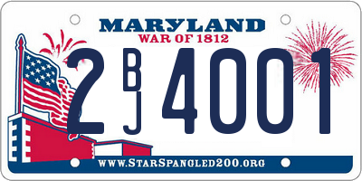MD license plate 2BJ4001