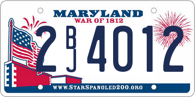 MD license plate 2BJ4012