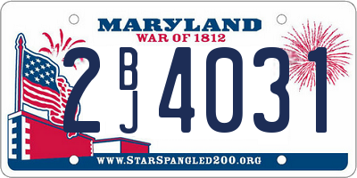 MD license plate 2BJ4031