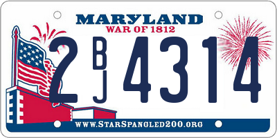 MD license plate 2BJ4314