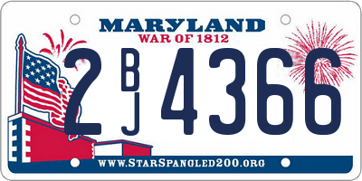 MD license plate 2BJ4366