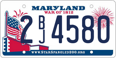MD license plate 2BJ4580
