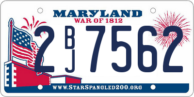 MD license plate 2BJ7562
