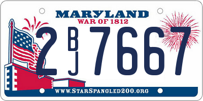 MD license plate 2BJ7667