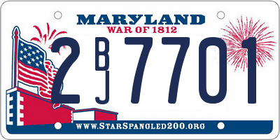 MD license plate 2BJ7701
