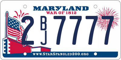 MD license plate 2BJ7777