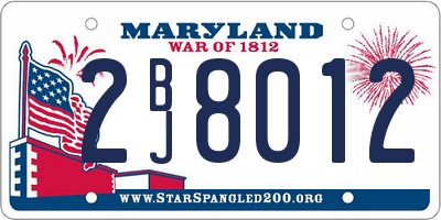 MD license plate 2BJ8012