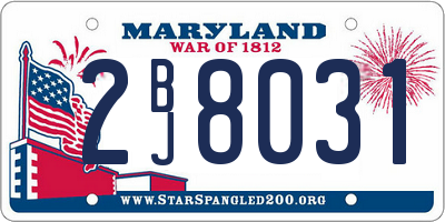 MD license plate 2BJ8031