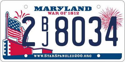 MD license plate 2BJ8034