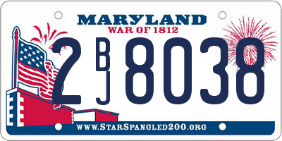 MD license plate 2BJ8038