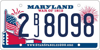 MD license plate 2BJ8098
