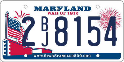 MD license plate 2BJ8154