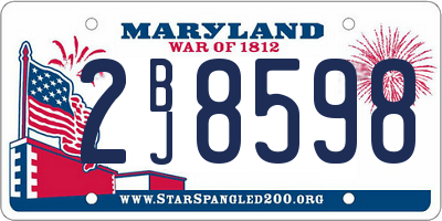 MD license plate 2BJ8598