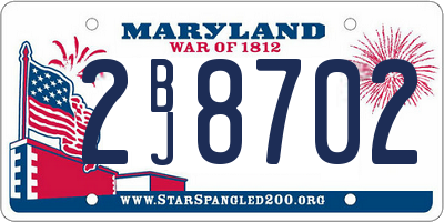 MD license plate 2BJ8702