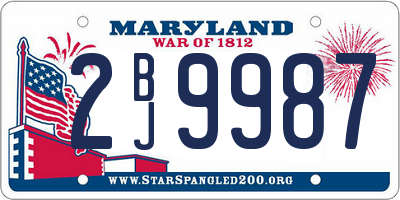 MD license plate 2BJ9987