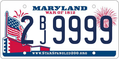 MD license plate 2BJ9999