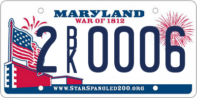 MD license plate 2BK0006