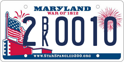 MD license plate 2BK0010