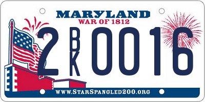 MD license plate 2BK0016