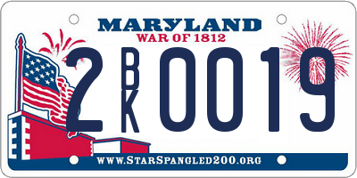 MD license plate 2BK0019