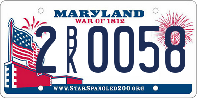 MD license plate 2BK0058