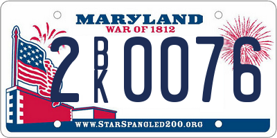 MD license plate 2BK0076
