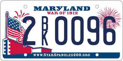 MD license plate 2BK0096