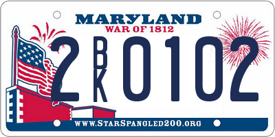 MD license plate 2BK0102