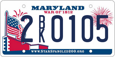 MD license plate 2BK0105