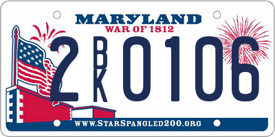 MD license plate 2BK0106
