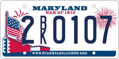 MD license plate 2BK0107