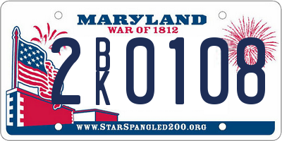 MD license plate 2BK0108