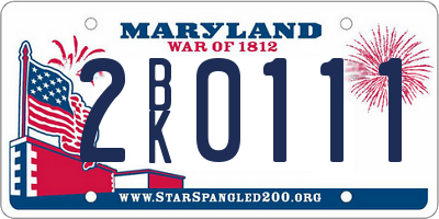 MD license plate 2BK0111