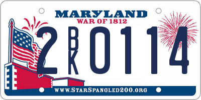 MD license plate 2BK0114