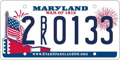 MD license plate 2BK0133