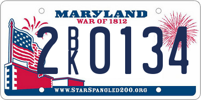 MD license plate 2BK0134