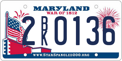 MD license plate 2BK0136