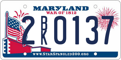MD license plate 2BK0137