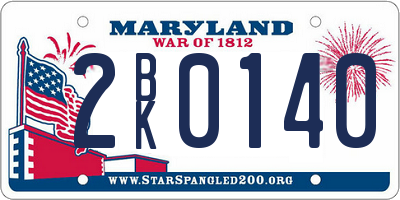 MD license plate 2BK0140