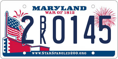 MD license plate 2BK0145