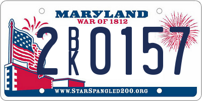 MD license plate 2BK0157