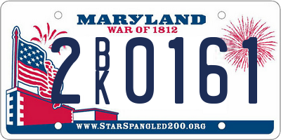MD license plate 2BK0161