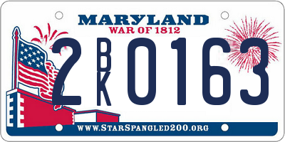 MD license plate 2BK0163