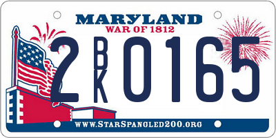 MD license plate 2BK0165