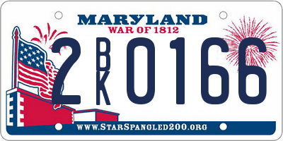 MD license plate 2BK0166