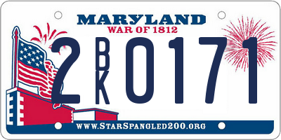 MD license plate 2BK0171