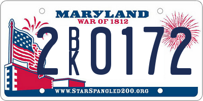 MD license plate 2BK0172
