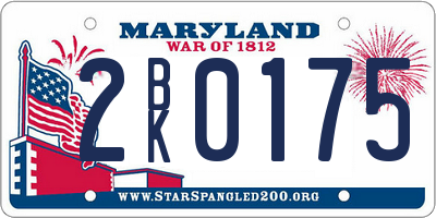 MD license plate 2BK0175