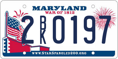 MD license plate 2BK0197
