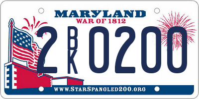 MD license plate 2BK0200